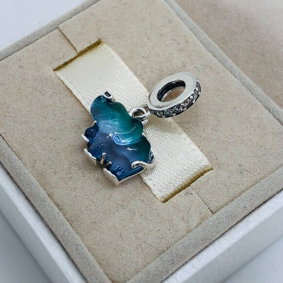 🔥🔥Pandora Blue Murano Glass Elephant Dangle Charm - Picture 4 of 4